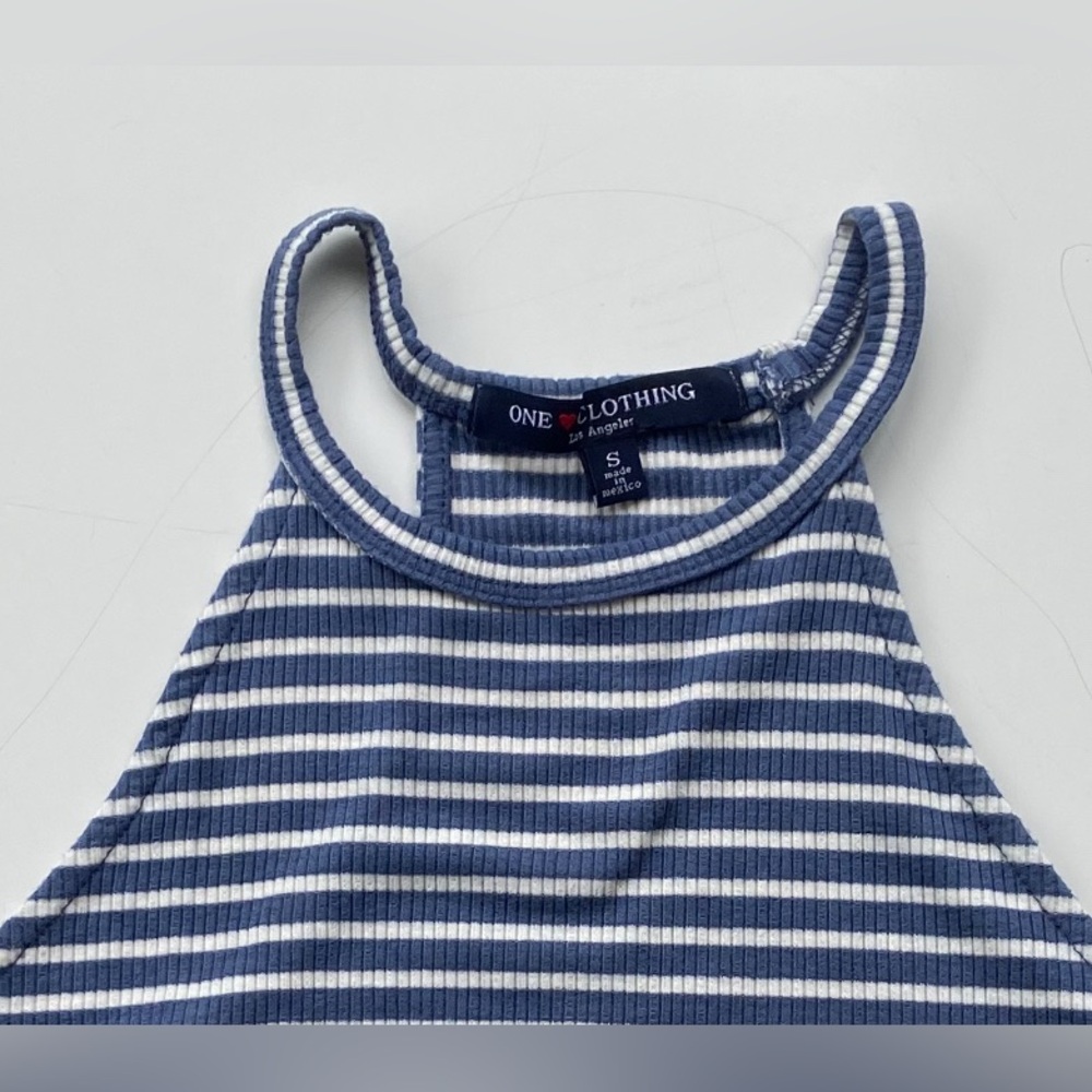 One Love Clothing, Sleeveless Striped Ribbed Knit Dress, Racerback Dress Sz: S - Picture 3 of 8